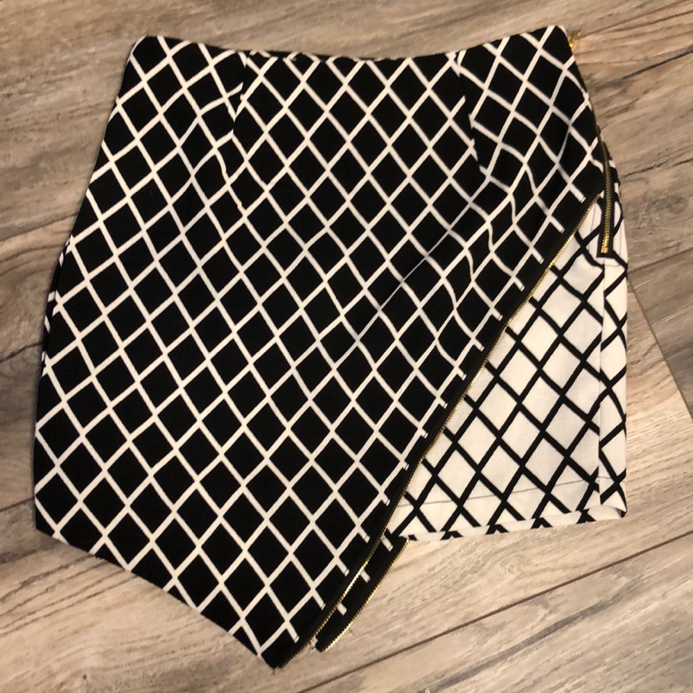 Black and White Asymmetrical Skirt